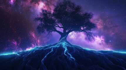 Fototapeta premium Glowing Roots of a Tree