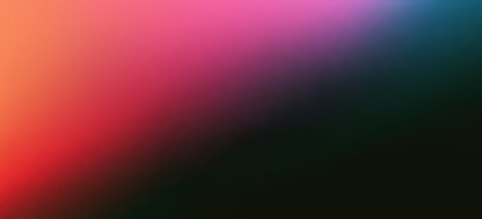 Fototapeta premium A purple orange black grainy gradient background with a glowing pink magenta vibrant noise texture, and an abstract dark retro banner design.