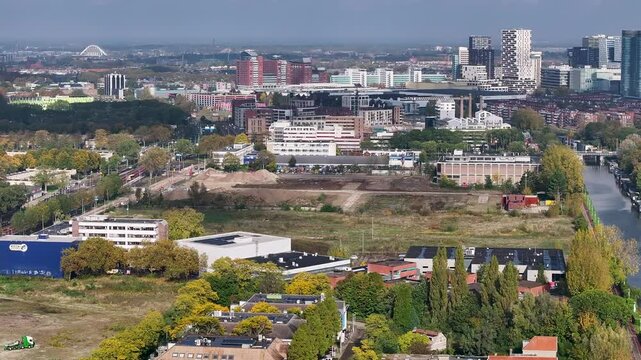 Aerial photo of New-build district Merwede Utrecht The Netherlands in development
