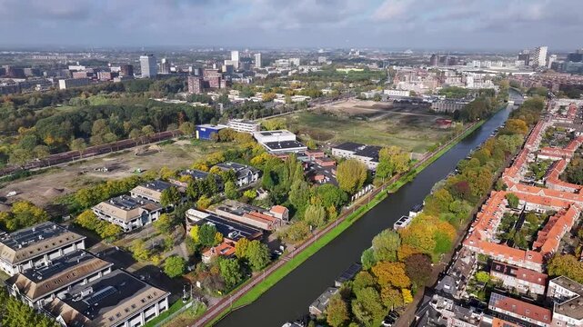 Aerial photo of New-build district Merwede Utrecht The Netherlands in development