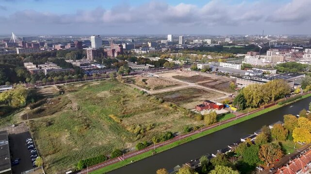 Aerial photo of New-build district Merwede Utrecht The Netherlands in development