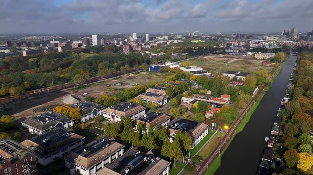 Aerial photo of New-build district Merwede Utrecht The Netherlands in development