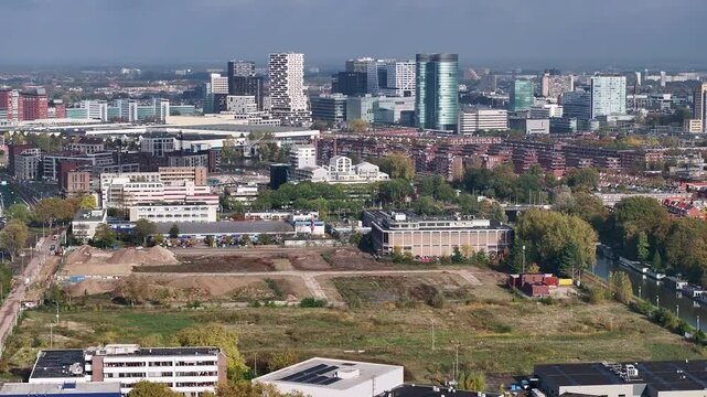 Aerial photo of New-build district Merwede Utrecht The Netherlands in development