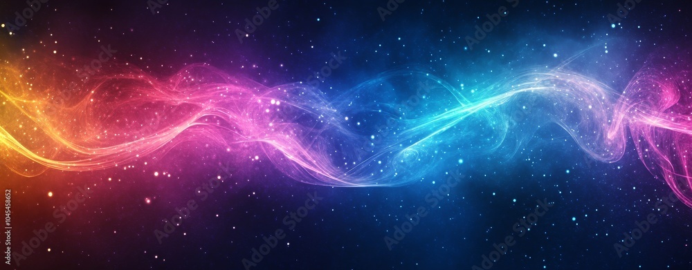 Fototapete multiple colored waves of light encircle a black background, creating an incredibly vibrant and dyna