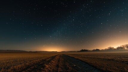 Fireworks light up the night sky above an empty field, celebrating with ample space for copy