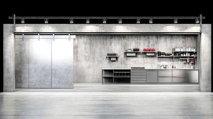 Obraz premium Sleek and Organized Modern Kitchen Interior with Minimalist Decor and Appliances