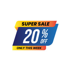 Colorful Super Sale Tags With Percentage Discounts