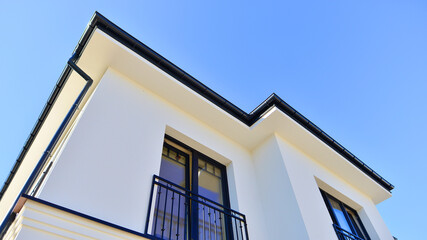 Luxury real estate single family house with modern facade.