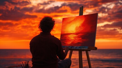 Obraz premium Painter at Sunset Canvas