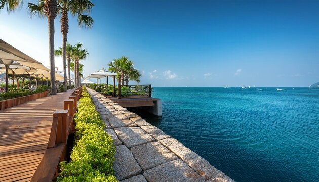 Waterfront promenade with river view