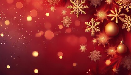 Fototapeta premium Golden snowflakes on a red background