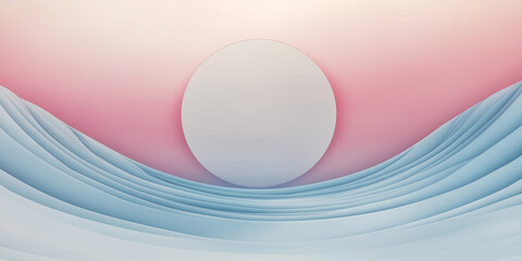 Abstract minimal pastel blue waves background with white circle