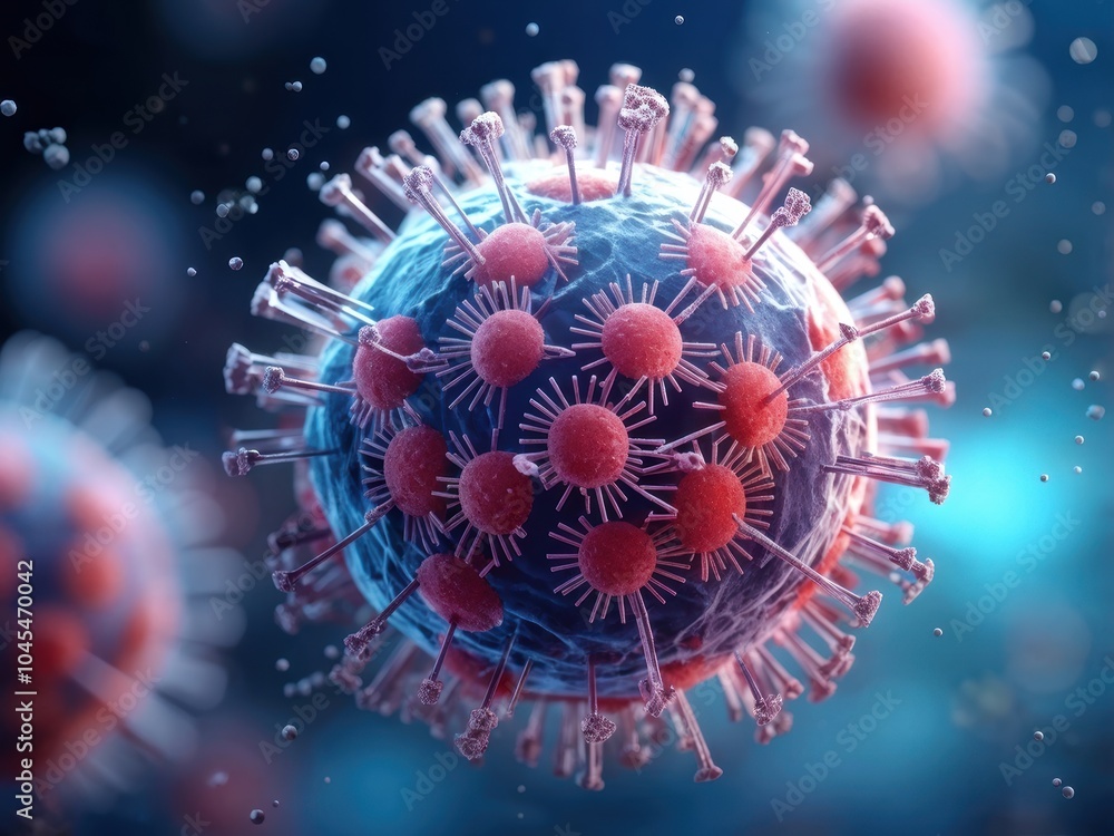Aufkleber microscopic view of a virus, showcasing its structure and surface features.