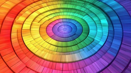 Obraz premium Abstract Rainbow Color Spectrum Circle Design Colorful Wooden Pattern