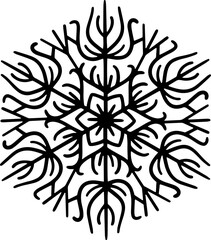 Abstract snow flake, line art pattern flake Christmas decorative design element.	