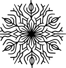Abstract snow flake, line art pattern flake Christmas decorative design element.	