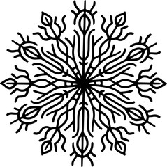 Abstract snow flake, line art pattern flake Christmas decorative design element.	