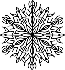 Abstract snow flake, line art pattern flake Christmas decorative design element.	
