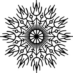 Abstract snow flake, line art pattern flake Christmas decorative design element.	