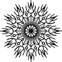 Abstract snow flake, line art pattern flake Christmas decorative design element.	