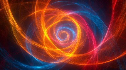 Abstract Glowing Light Spiral  Orange Blue Red  Neon Effect  Background Design