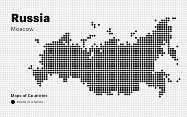 Creative Dotted Map of Russia with capital Moscow. Round dots	
