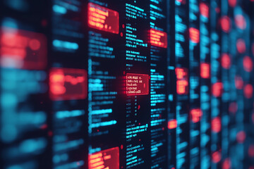 Obraz premium HR recruitment system flagging discrepancies in candidate background checks, realtime alerts on screen, cybersecurity emphasis