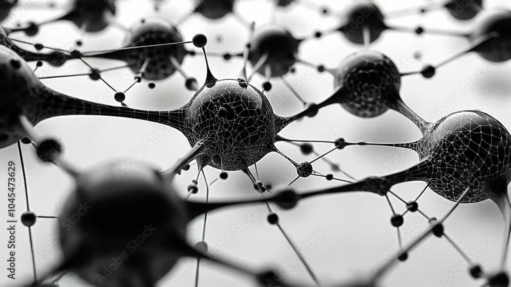 Poster exploring the intricate structure of molecules under high magnification in a laboratory setting