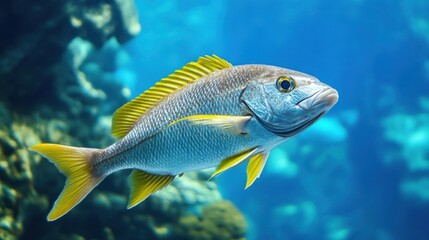 Fototapeta premium Bioacoustic fish monitoring using sound to track and protect fish species in the ocean.