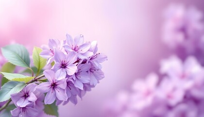 Fototapeta premium Natural autumn background with delicate lilac crocus flowers on blue sky banner. Beautiful delicate spring border of lilac flowers. Selective soft focus. Flowers lilac beautiful delicate spring border