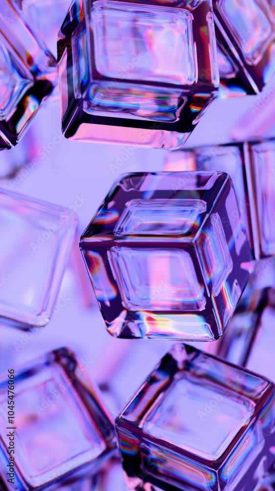 Poster vibrant multicolored glass cubes with abstract reflections