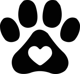 Fototapeta premium Dog paw print clip art design on plain white transparent isolated background for card, shirt, hoodie, sweatshirt, apparel, card, tag, mug, icon, poster or badge