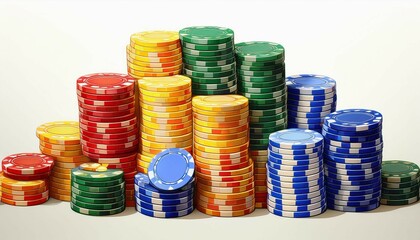 poker chips on a white