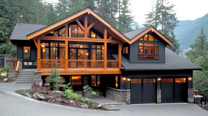 Picturesque Mountain Cabin Surrounded by Lush Forested Landscape