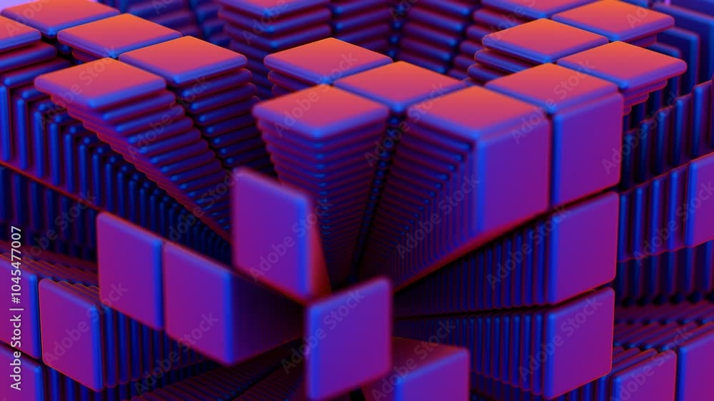 Aufkleber abstract 3d geometric structure of stacked squares in vibrant colors