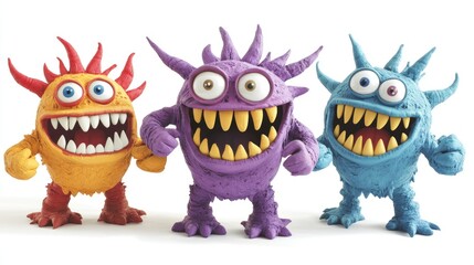Fototapeta premium Colorful Goofy Monsters in Playful Poses
