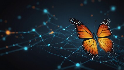 Illustration of the process of digital transformation with the symbol of a butterfly