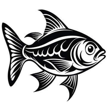 recommend clip art: Neon Tetra fish vector silhouette illustration Isolated white background.