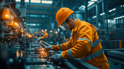 Assembly Line Worker in an Industrial Factory