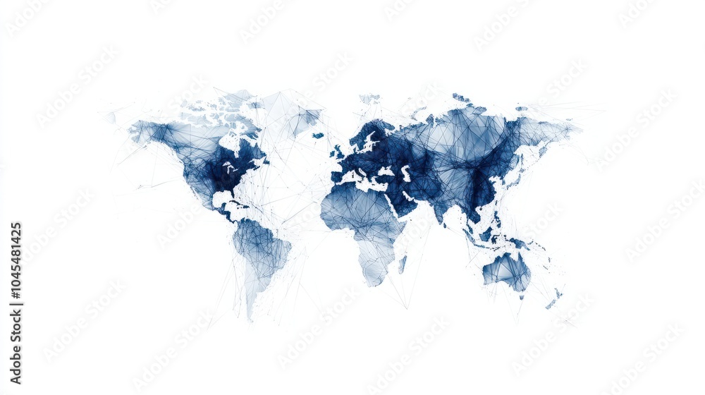 Poster minimalist abstract tech: global communication and data analysis on white background, cyber explorat