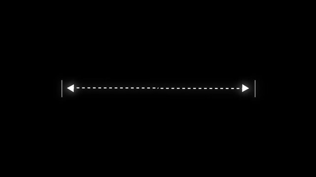 Measuring distance length dotted line animation, isolated on transparent background with horizontal distance line animation.