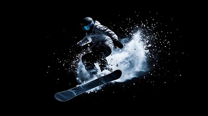 Dynamic Snowboarding Stunt in Isolated Environment
