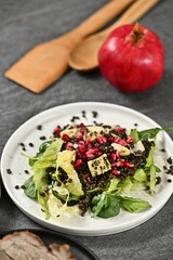 Fresh salad with lentils and pomegranate