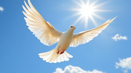 Fototapeta premium Bird Flying High in the Clear Blue Sky