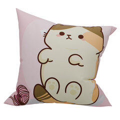 3d render comfortable cute cat pillow with transparent background