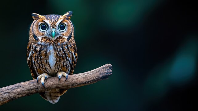 Owl Perched on Branch in Natural Habitat