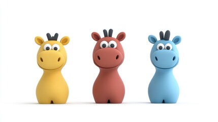 Naklejka premium Colorful 3D Cartoon Animals in Playful Design