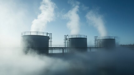Obraz premium Fog water collection systems capturing moisture from fog to produce clean drinking water.