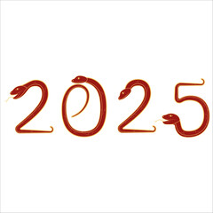 Chinese 2025 New Year Numeric. Zodiac Asia Silhouette Snake