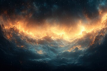 Obraz premium A celestial landscape with swirling gas and bright stars
